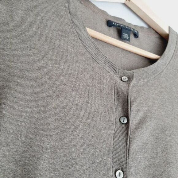 BANANA REPUBLIC Cardigan Button Down Silk Cotton Blend Green Grey Sz M Flawed - Picture 4 of 13
